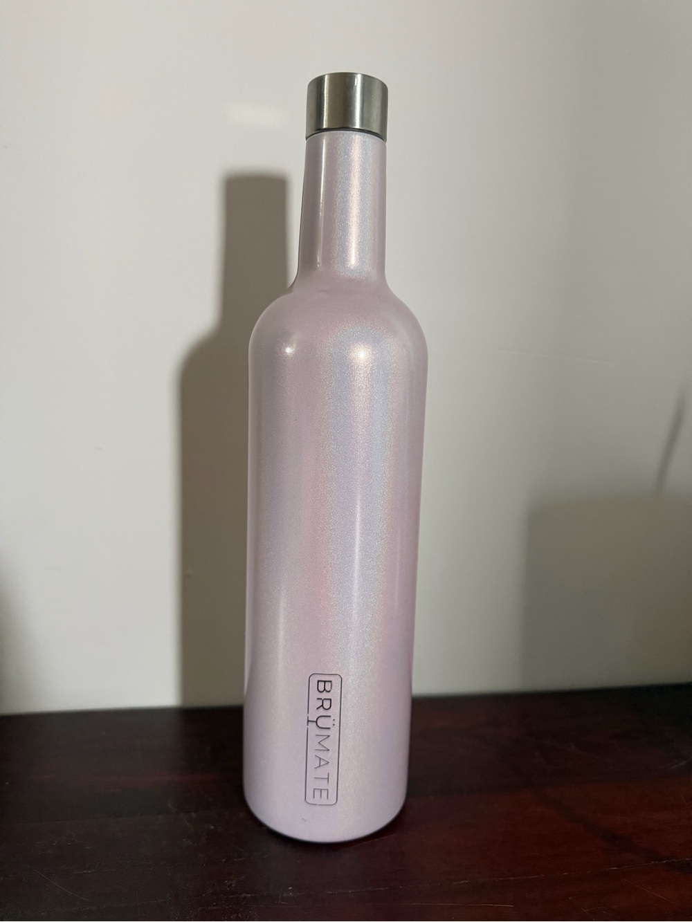 BrüMate Winesulator 25oz Insulated Wine Canteen in Pale Pink Glitter Shimmer